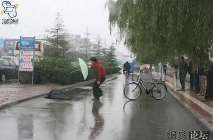Помогли зонтиком (6 Фото)