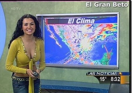 Обнажающаяся девушка демонстрирует погоду (7 фото)