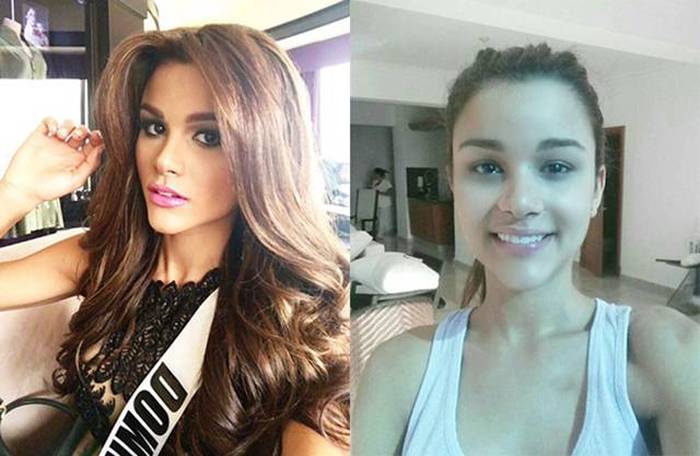 Очаровательные участницы конкурса красоты "Мисс Вселенная" с макияжем и без (10 фото)