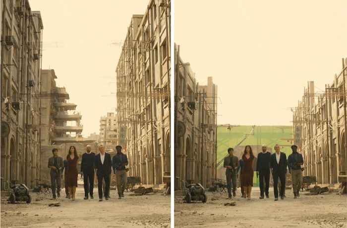 Кадры из «Джеймса Бонда» до и после наложения спецэффектов (15 фото)