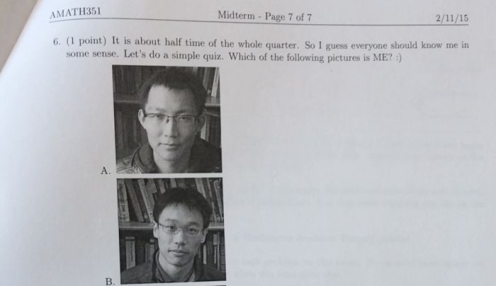 Преподаватель включил в тест по математике вопрос на знание своего лица (фото)