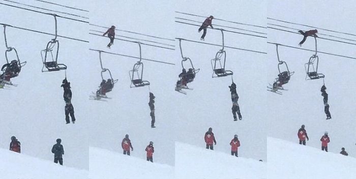 Спасение лыжника (2 фото)