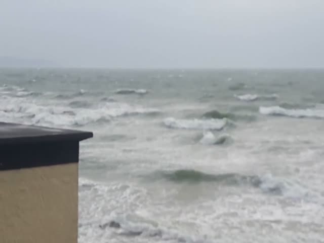 Бесстрашные ирландцы купаются во время урагана