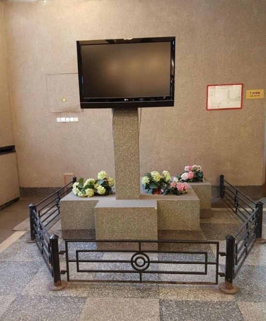 С «могилы телевизора» в питерской администрации убрали цветы (2 фото)
