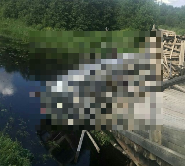 Старая деревянная переправа не выдержала нагрузки (2 фото) Старая деревянная переправа не выдержала нагрузки (2 фото)