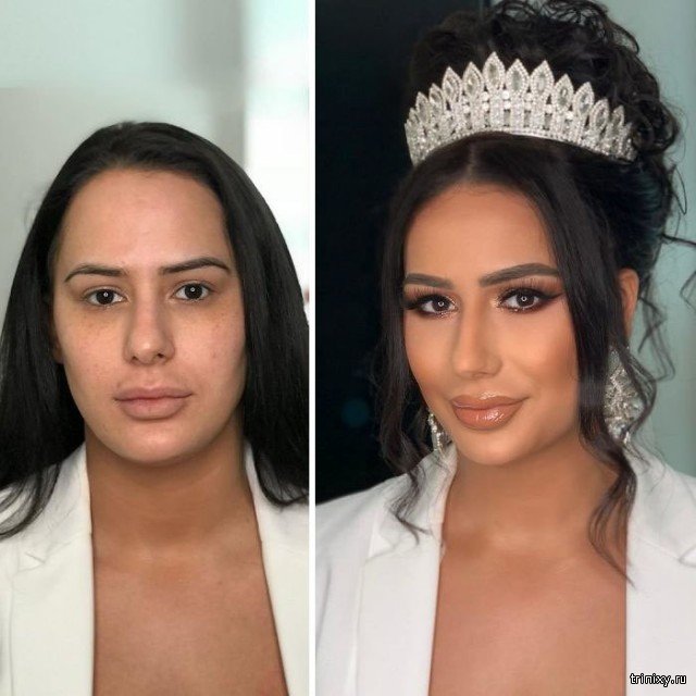 До и после макияжа невесты